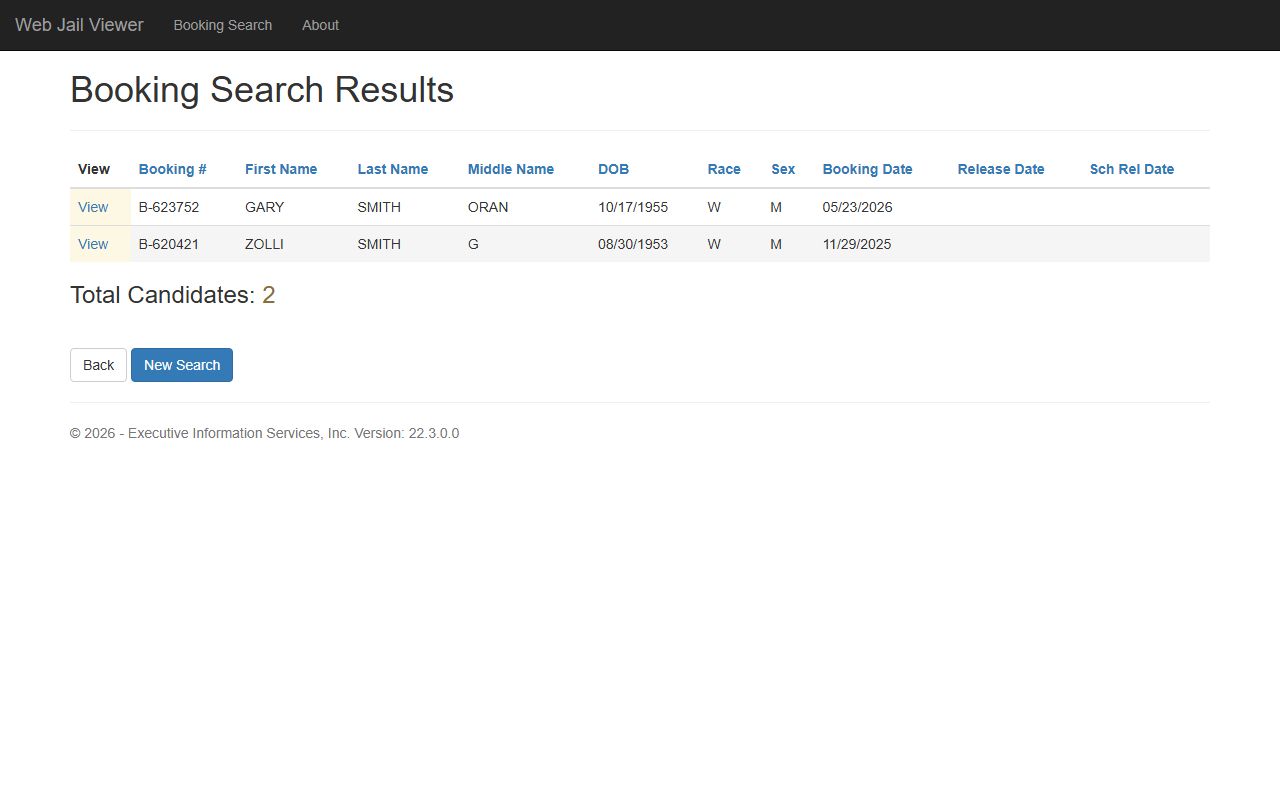 Santa Cruz County inmate records roster search results